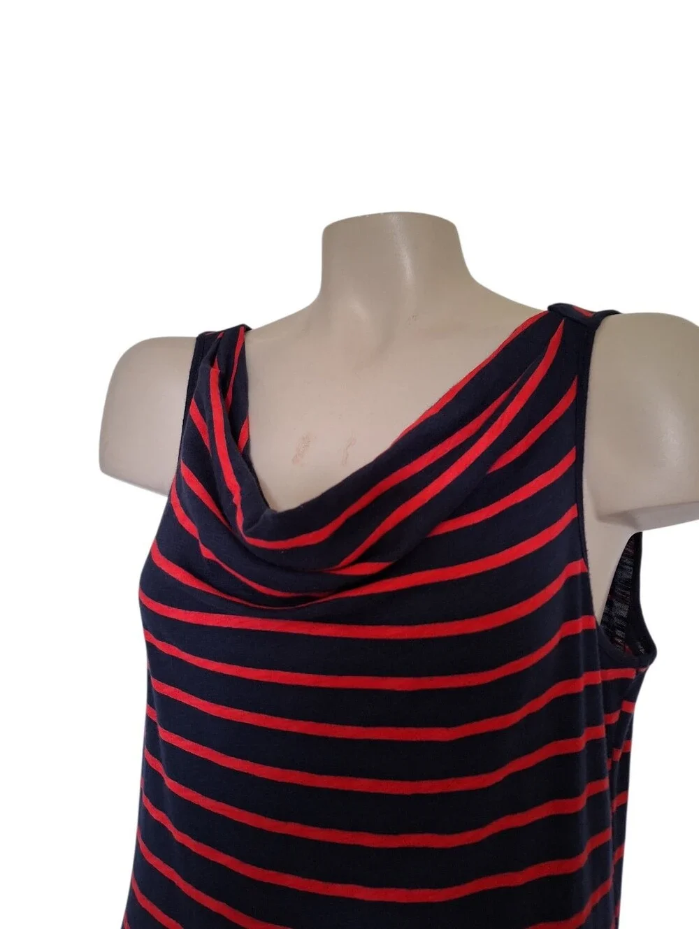 Eddie Bauer Outdoor 100% Cotton Striped Sleeveless Dress Women's Medium Navy Red